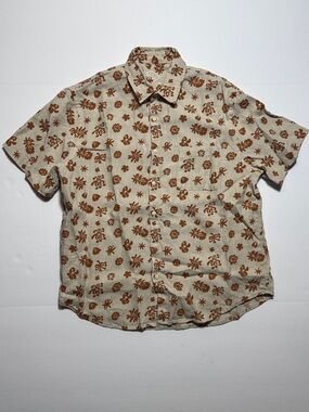 ALEX CRANE Men's Ola Shirt Flowers Print 100% Linen  Elevated Hawaiian Shirt XL